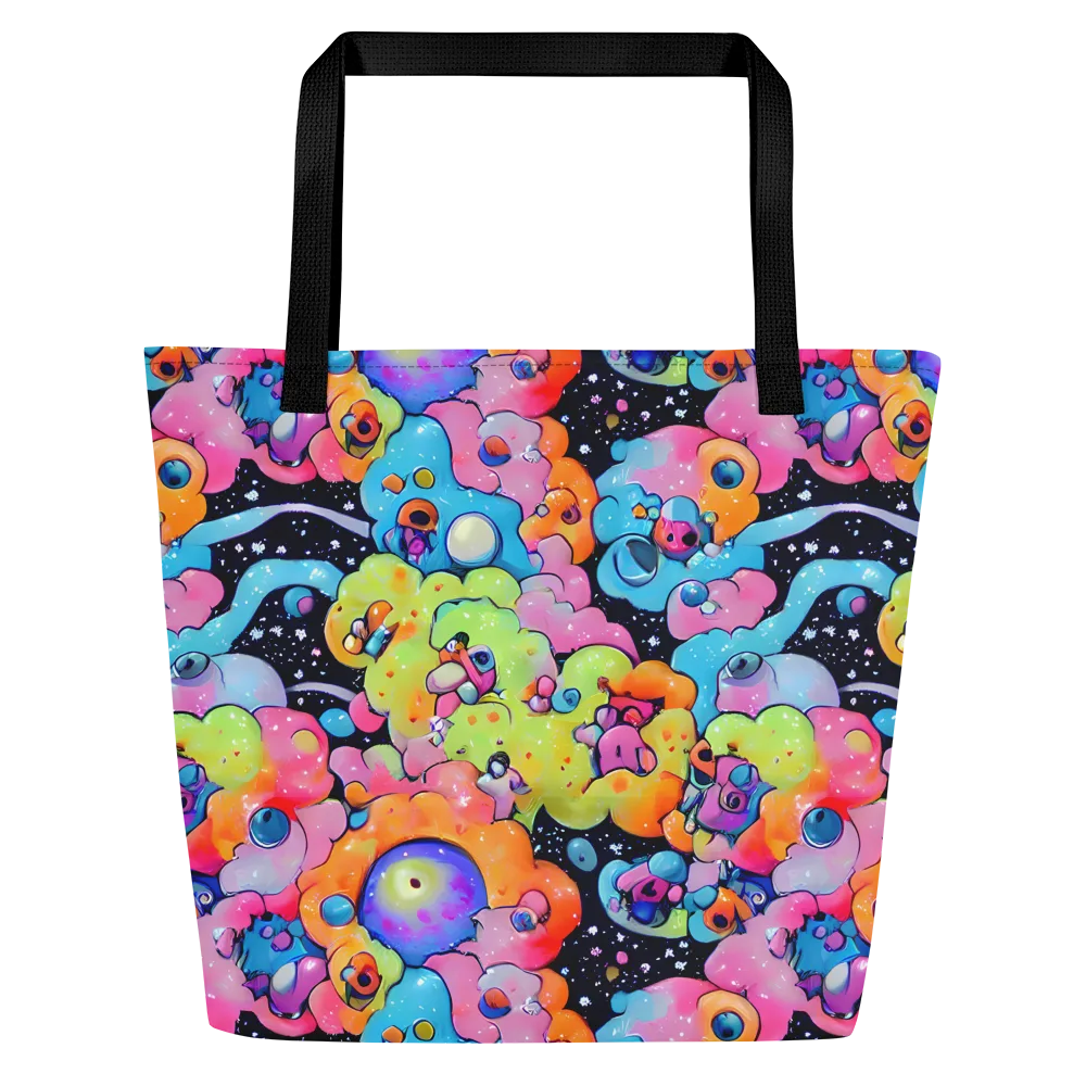 Neon Creature Cosmos on Large Tote Bag W/ Pocket — Front