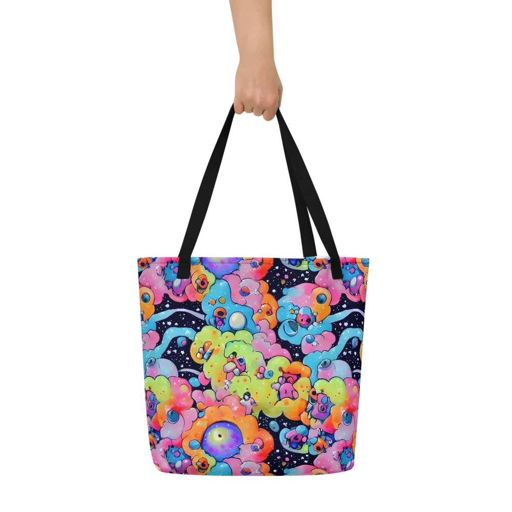 Neon Creature Cosmos on Large Tote Bag W/ Pocket — Front