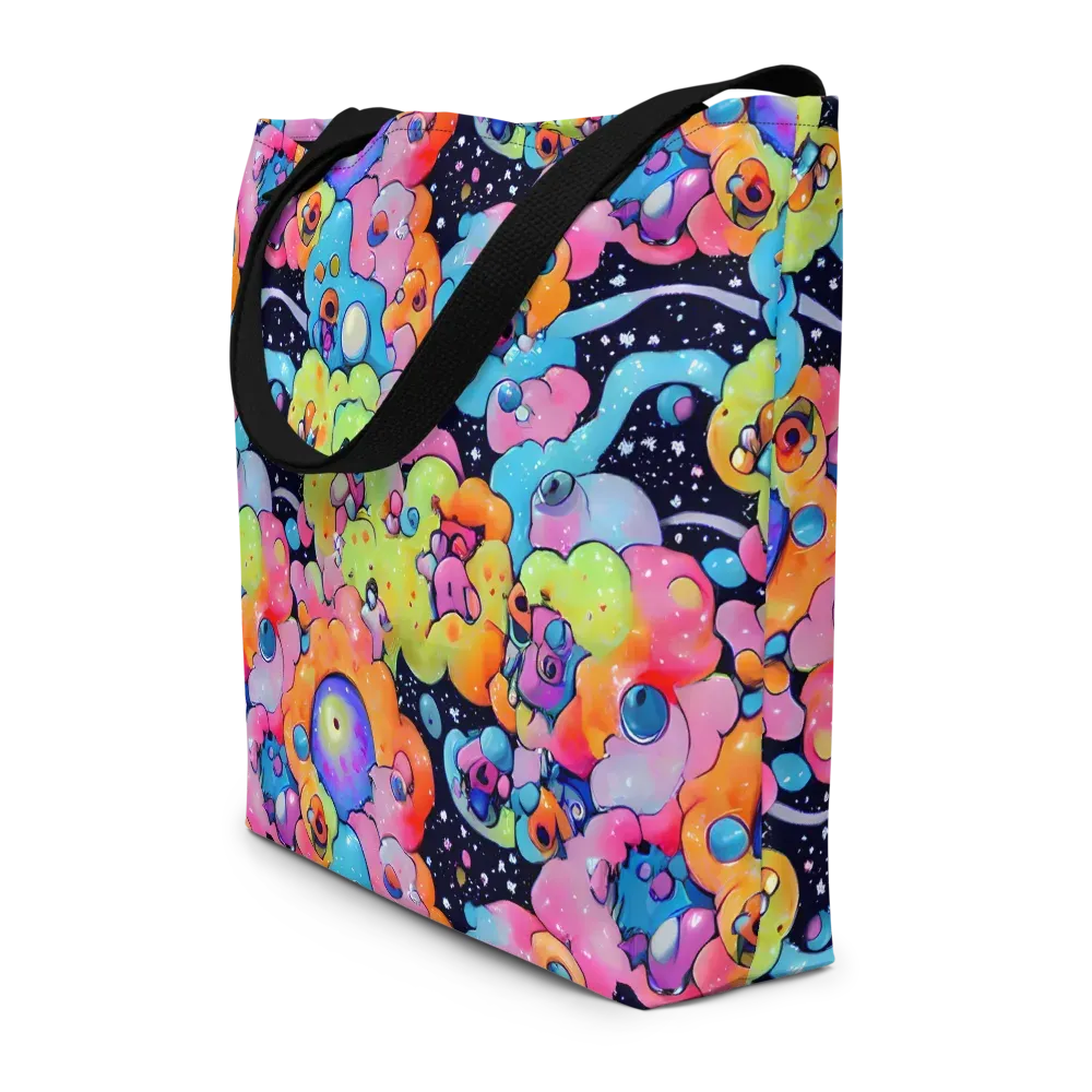 Neon Creature Cosmos on Large Tote Bag W/ Pocket — Front