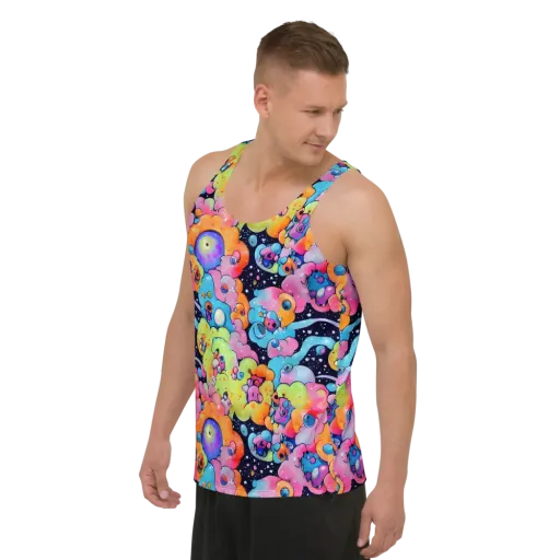 Neon Creature Cosmos on a Men's Tank Top