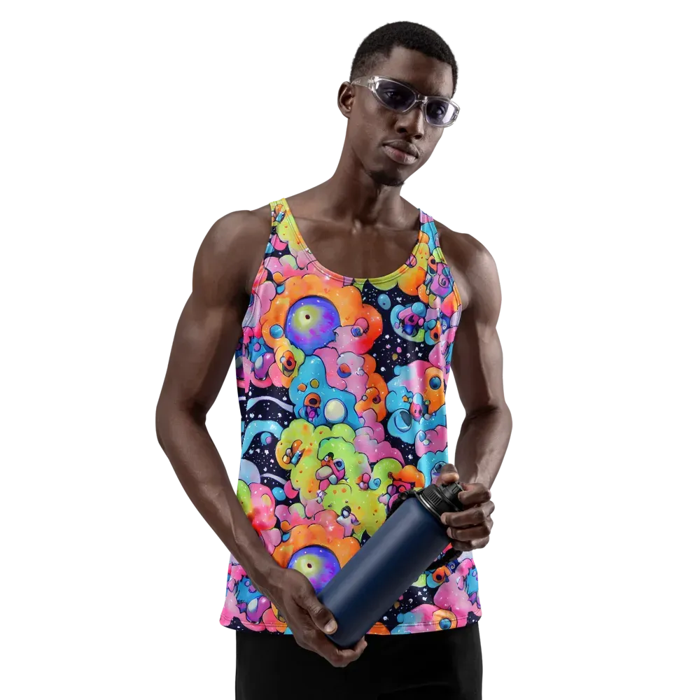 Neon Creature Cosmos on Men's Tank Top — Front