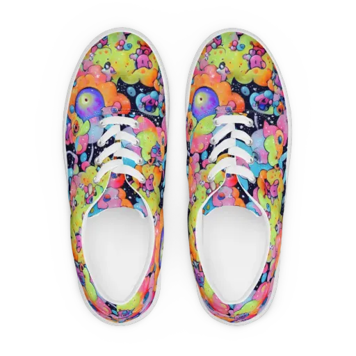 Neon Creature Cosmos on a Men's Lace-Up Canvas Shoes