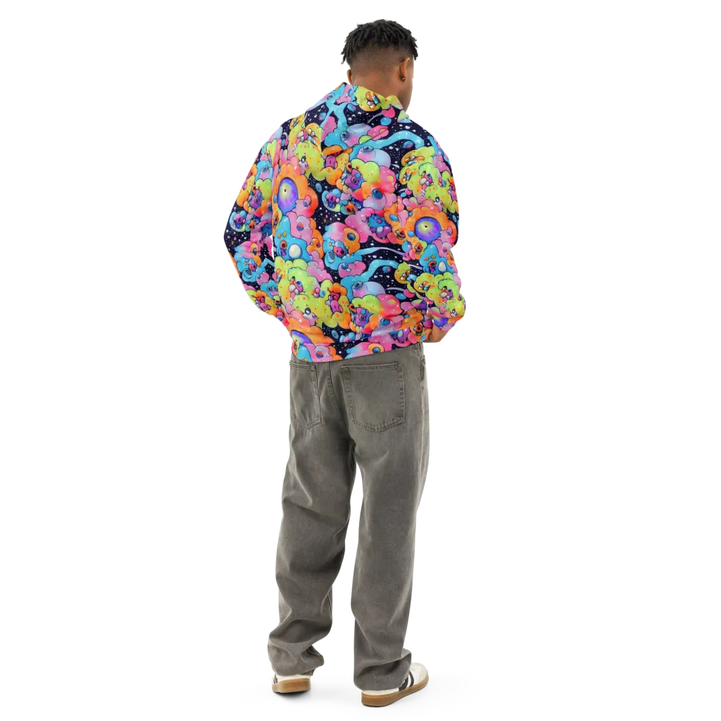 Neon Creature Cosmos on Cotton Hoodie — Back
