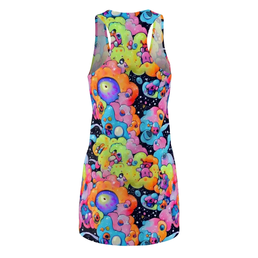 Neon Creature Cosmos on Racerback Dress — Back