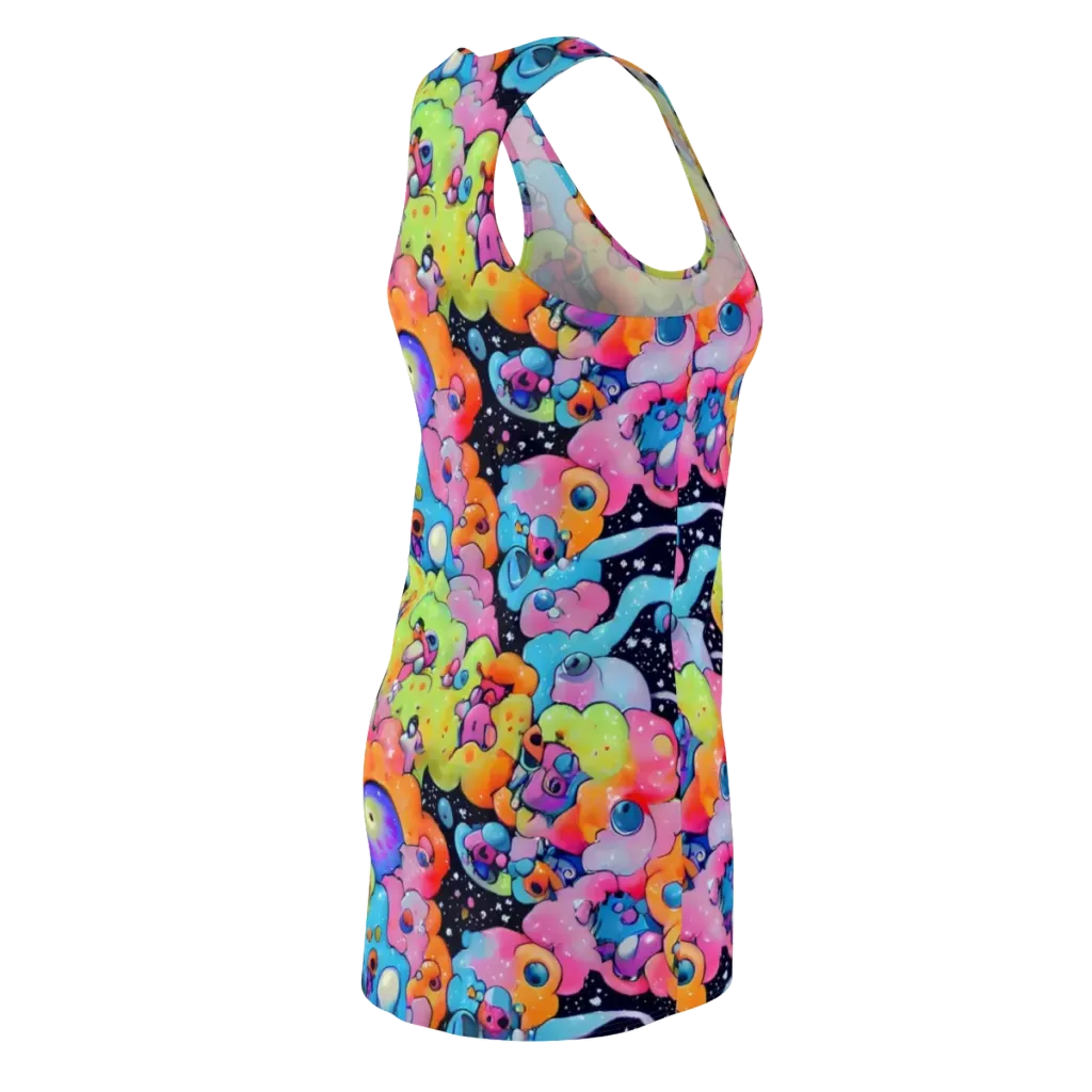 Neon Creature Cosmos on Racerback Dress — Back Side