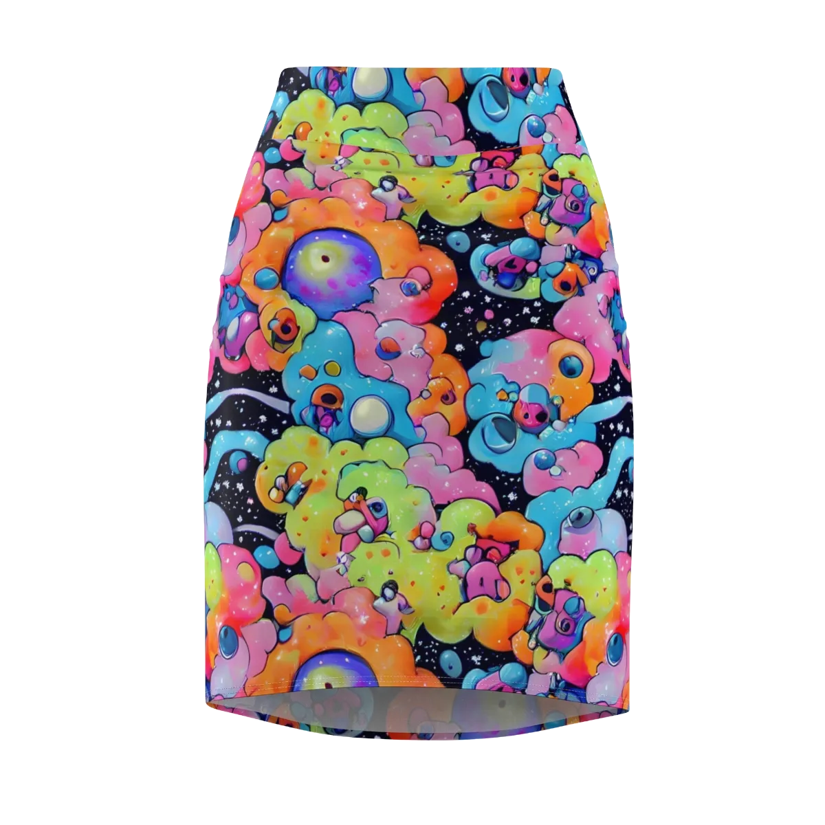 Neon Creature Cosmos on Pencil Skirt — Front