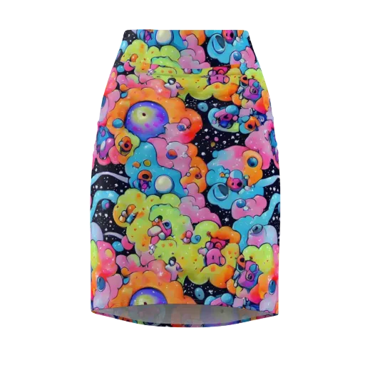 Neon Creature Cosmos on a Pencil Skirt