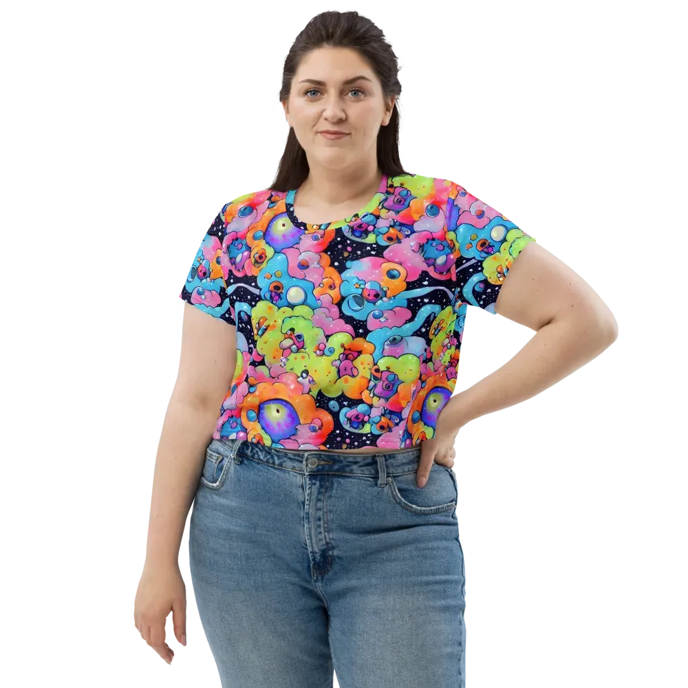 Neon Creature Cosmos on Crop Tee — Front