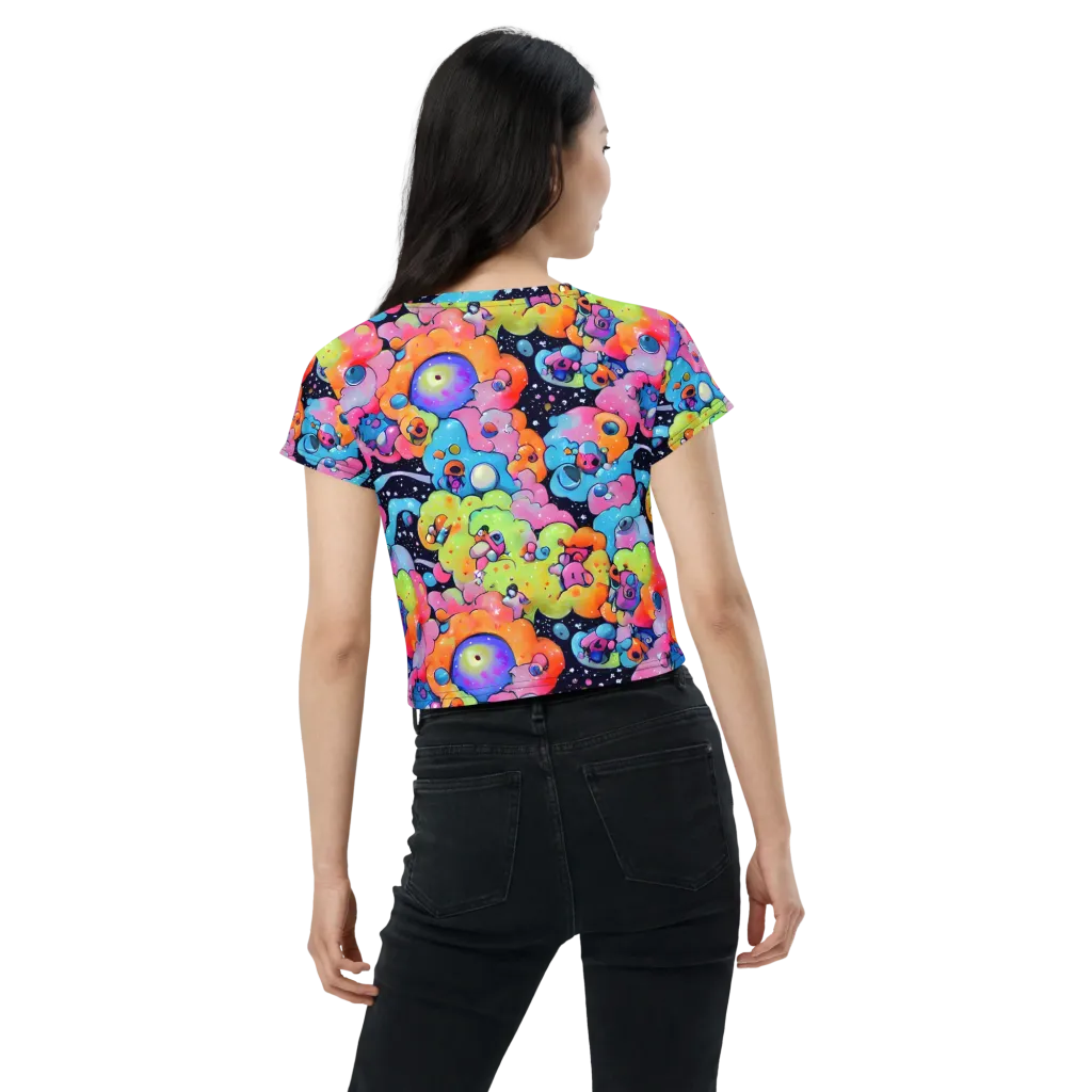 Neon Creature Cosmos on Crop Tee — Back