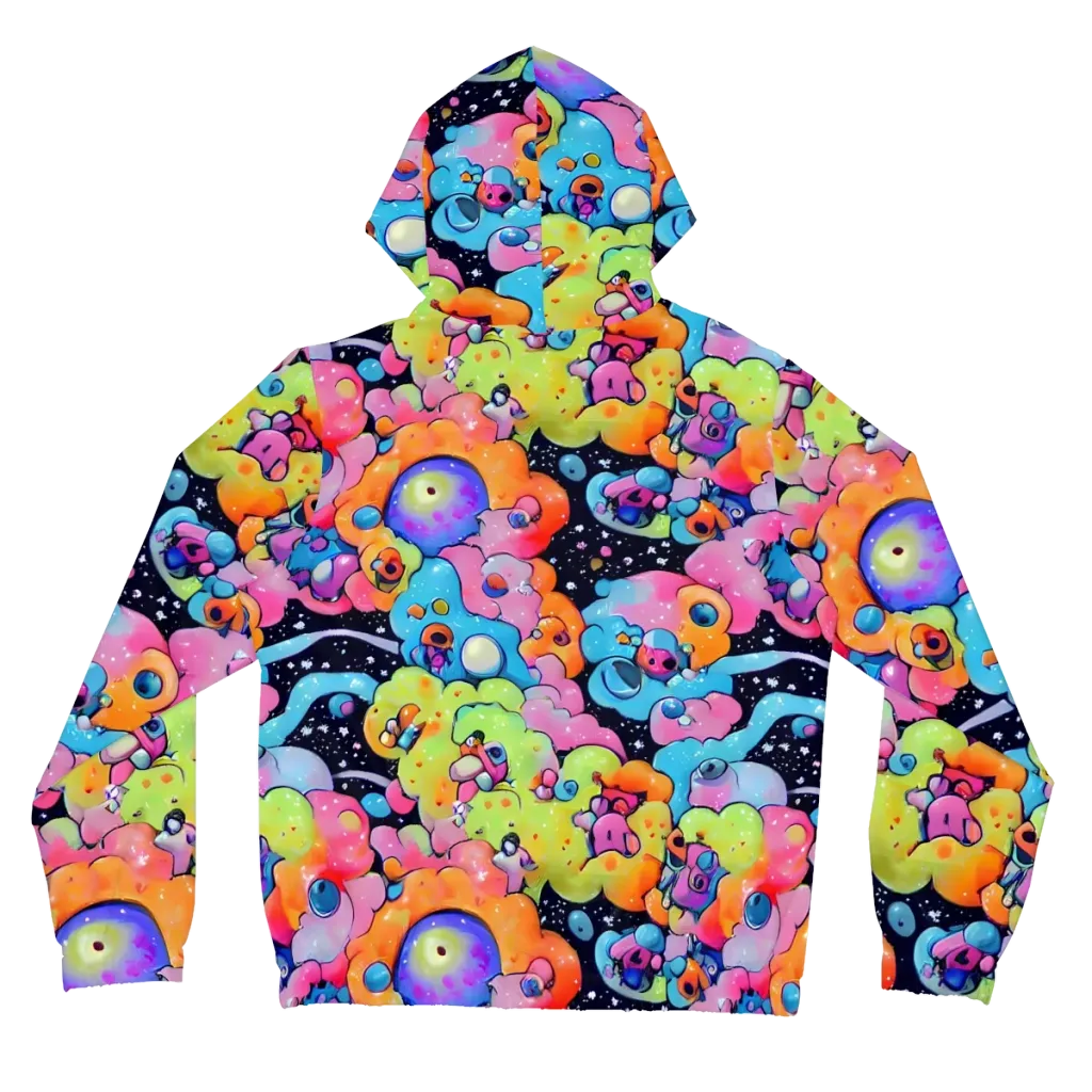Neon Creature Cosmos on Women's Full-Zip Hoodie — Back