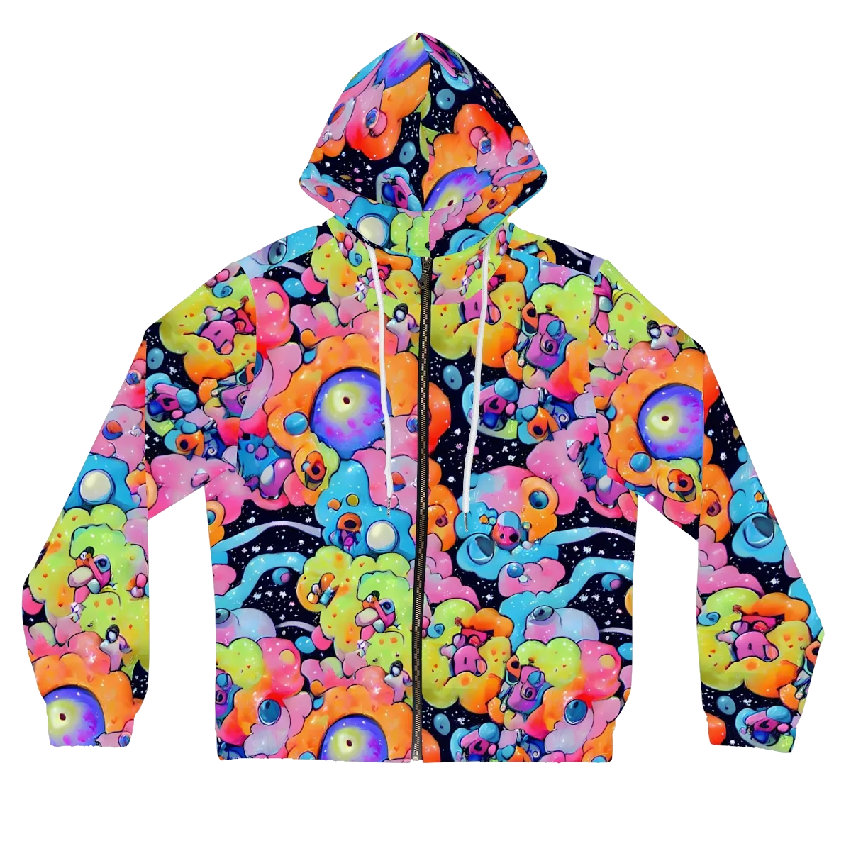 Neon Creature Cosmos on Women's Full-Zip Hoodie — Front