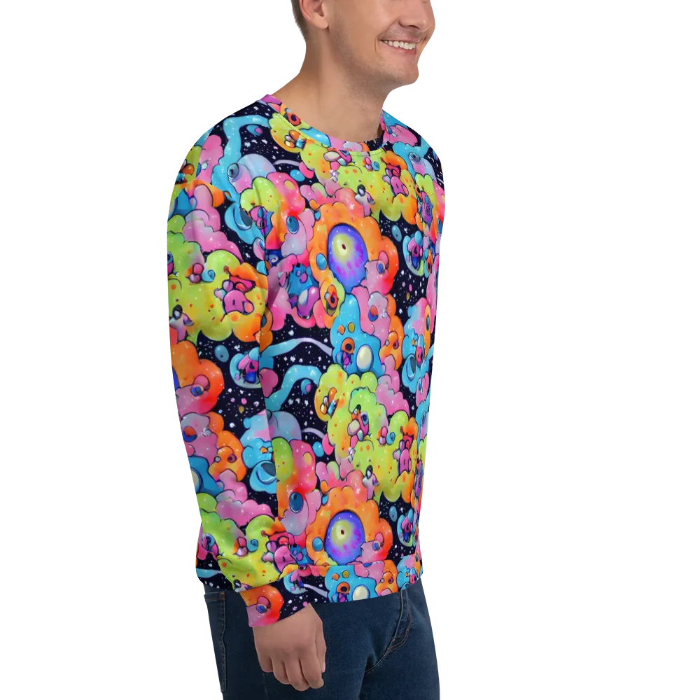Neon Creature Cosmos on Sweatshirt — Right Front