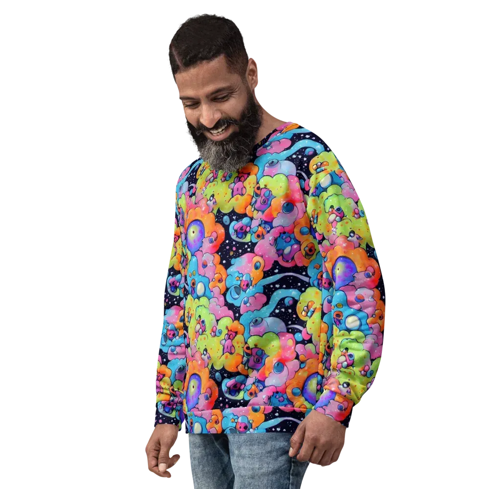 Neon Creature Cosmos on Sweatshirt — Left Front