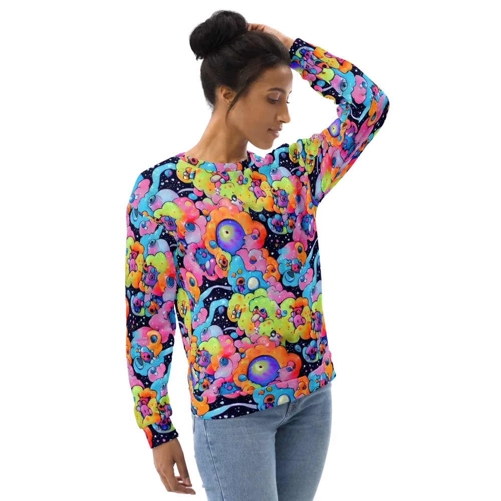 Neon Creature Cosmos on Sweatshirt — Right Front