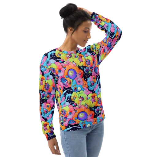 Neon Creature Cosmos on a Sweatshirt