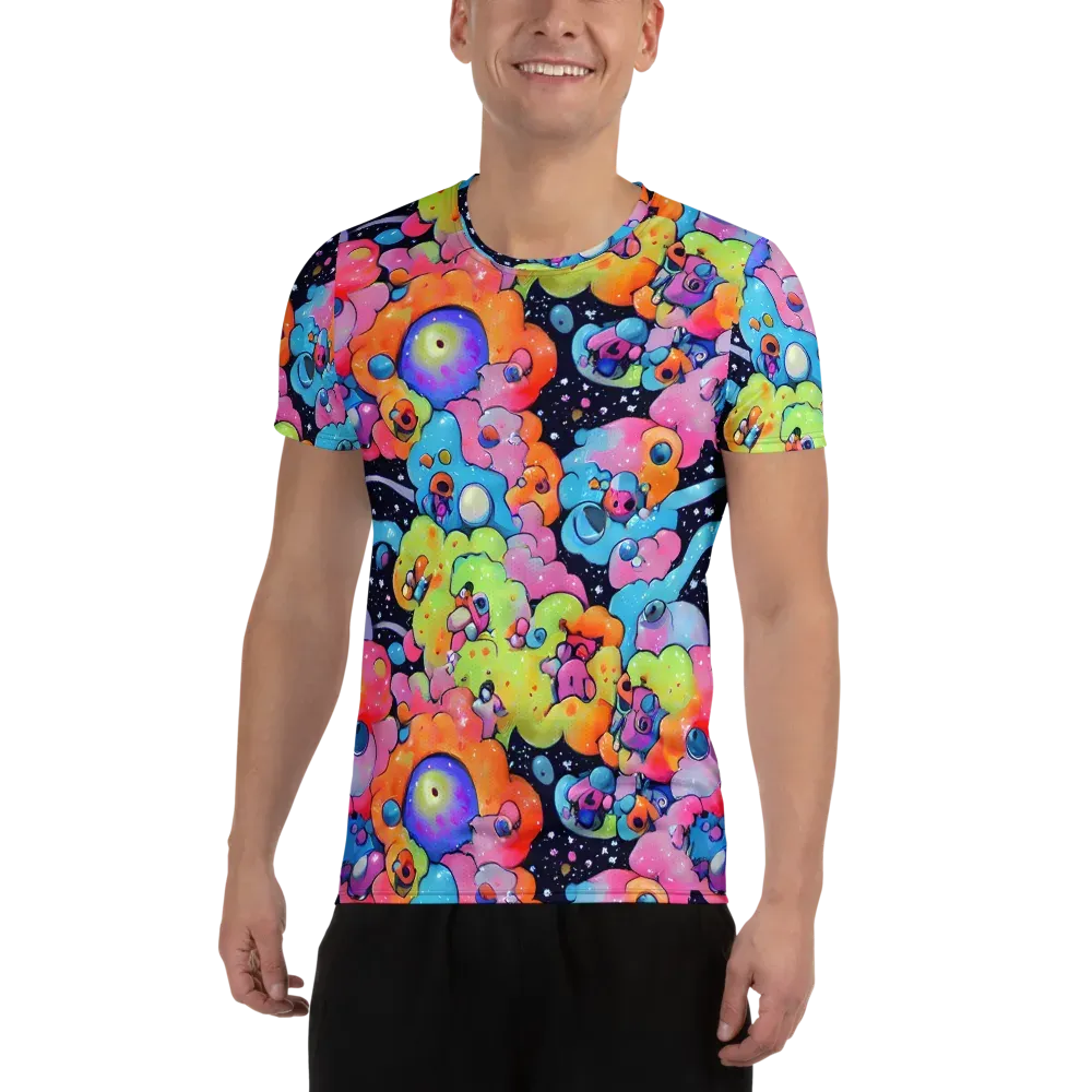 Neon Creature Cosmos on Men's Athletic T-Shirt — Front