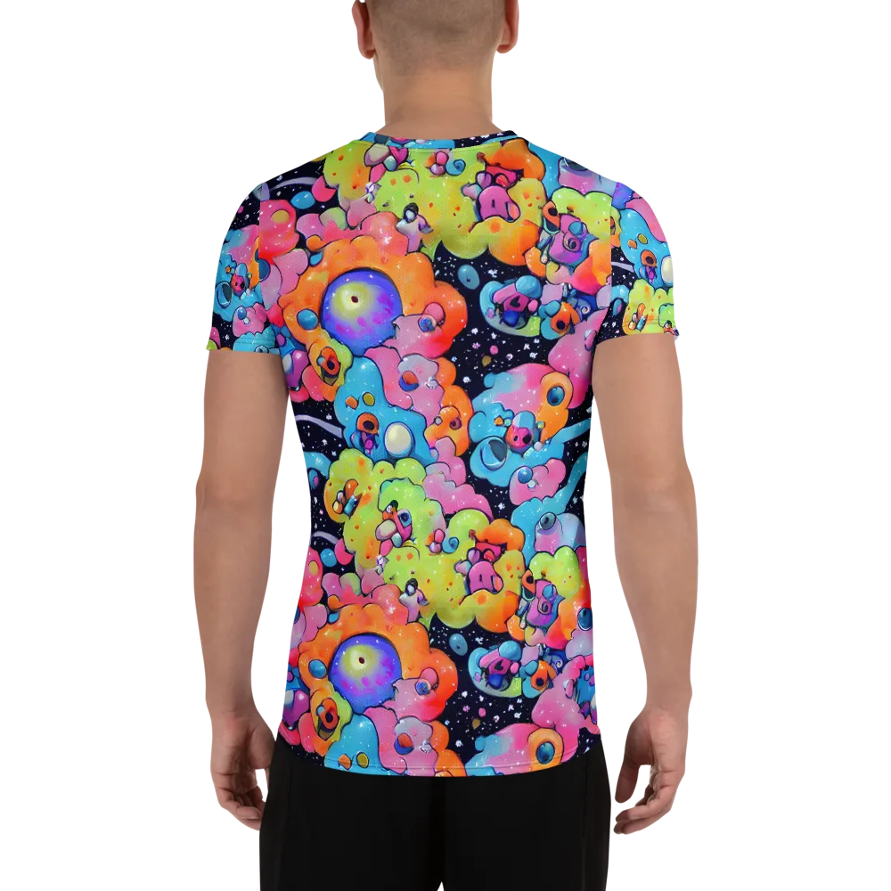 Neon Creature Cosmos on Men's Athletic T-Shirt — Back