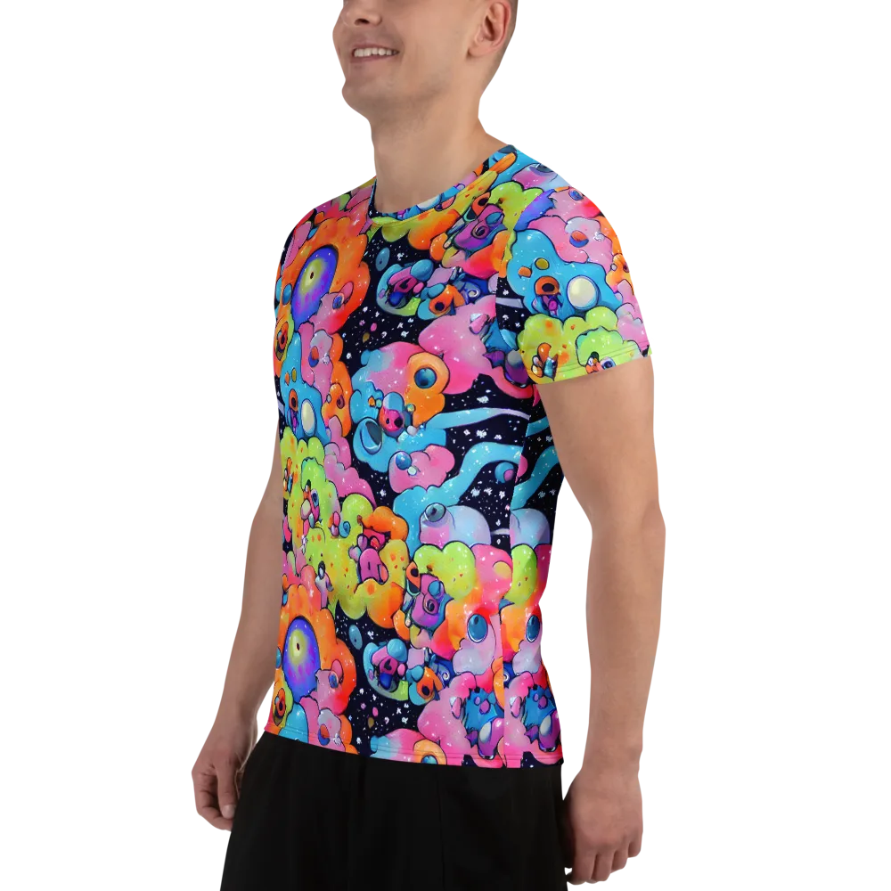 Neon Creature Cosmos on Men's Athletic T-Shirt — Left