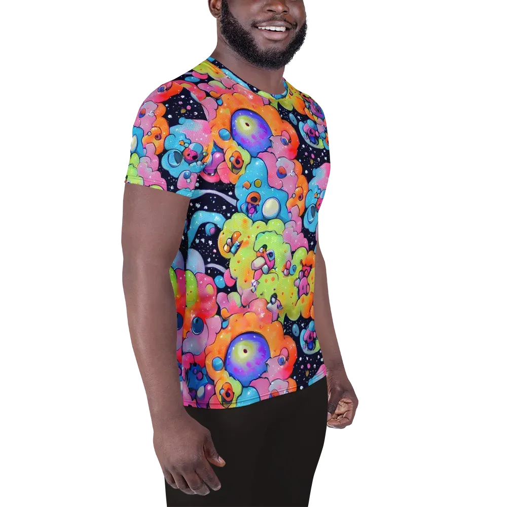 Neon Creature Cosmos on Men's Athletic T-Shirt — Right