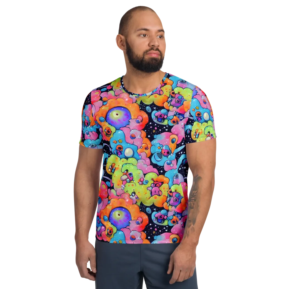 Neon Creature Cosmos on Men's Athletic T-Shirt — Front