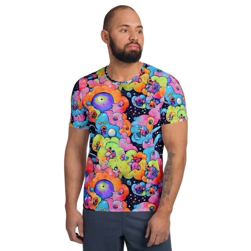 Neon Creature Cosmos on Men's Athletic T-Shirt — Front