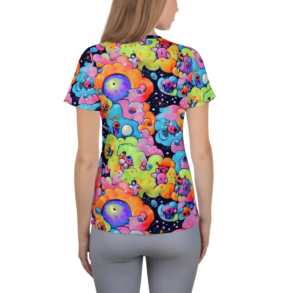 Neon Creature Cosmos on Women's Athletic T-Shirt — Back