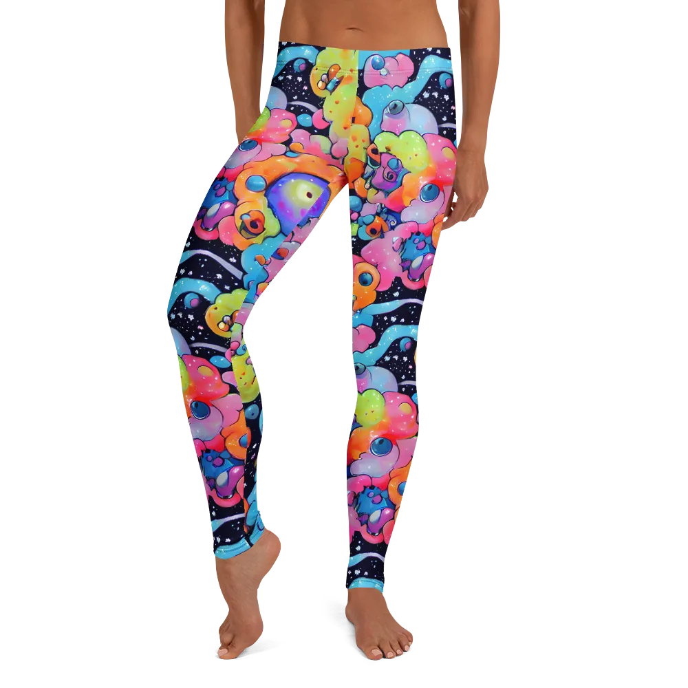 Neon Creature Cosmos on Leggings — Front