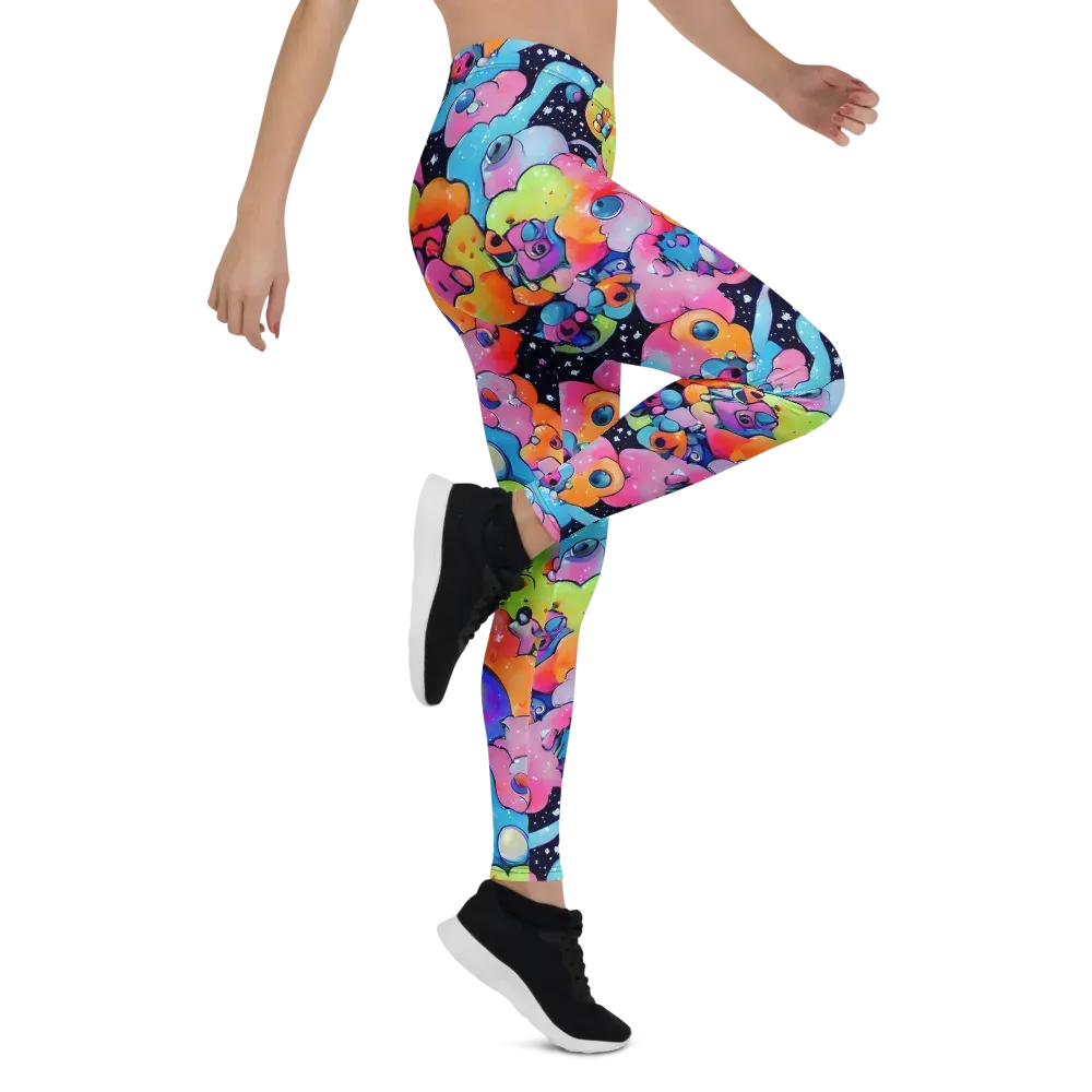 Neon Creature Cosmos on Leggings — Right