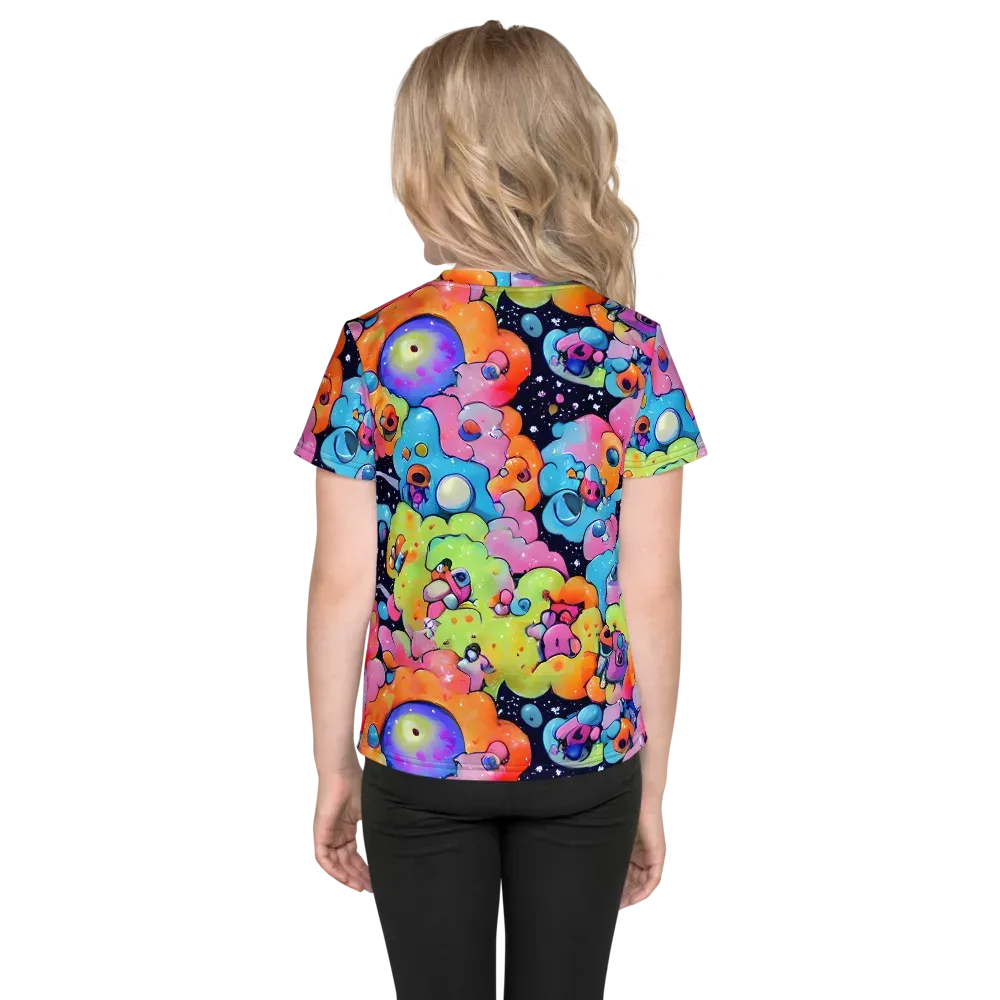 Neon Creature Cosmos on Kids Crew Neck T-Shirt — Back