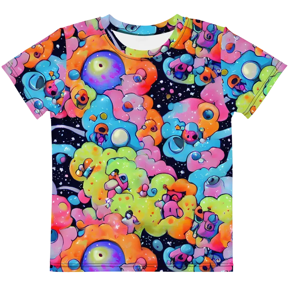 Neon Creature Cosmos on Kids Crew Neck T-Shirt — Front