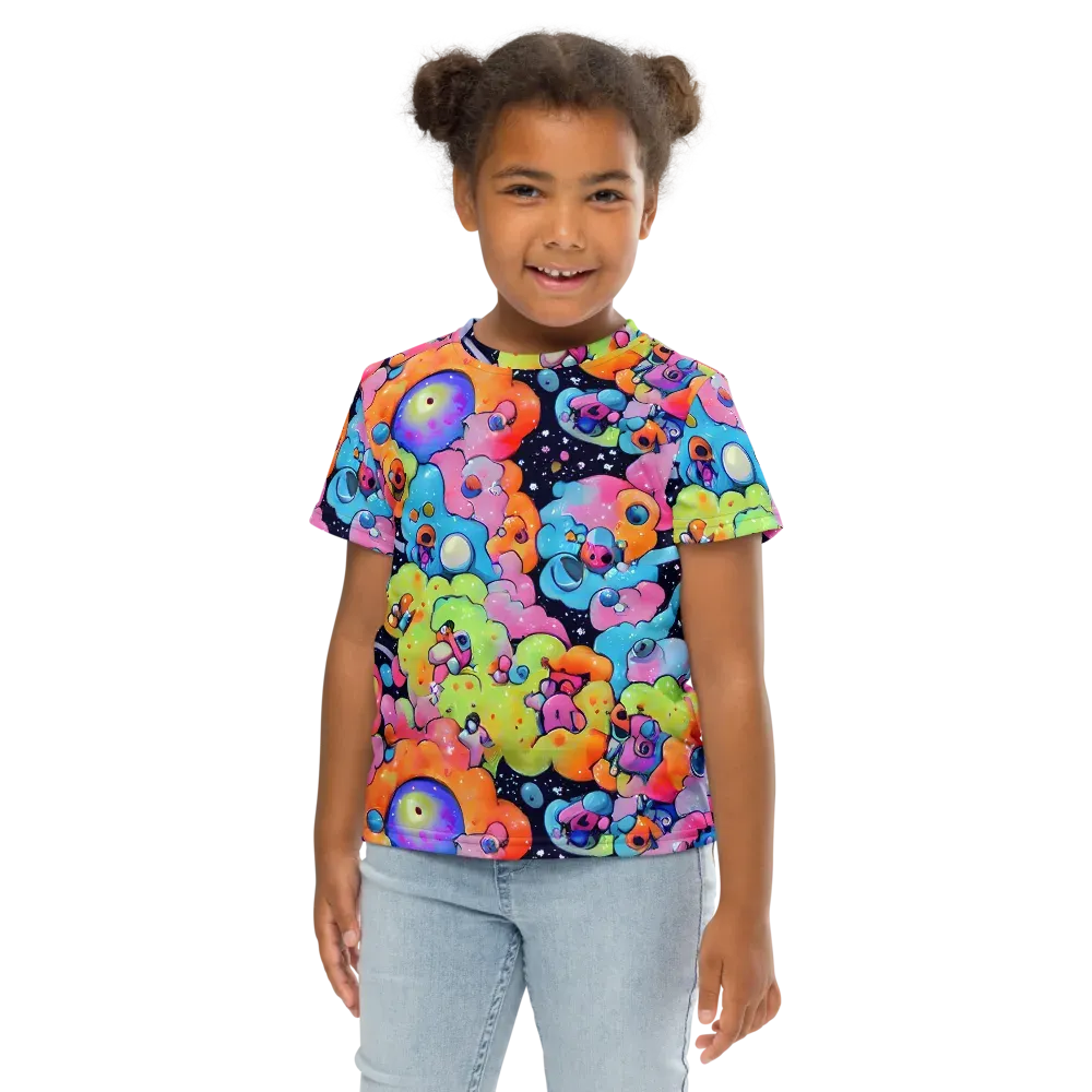 Neon Creature Cosmos on Kids Crew Neck T-Shirt — Front