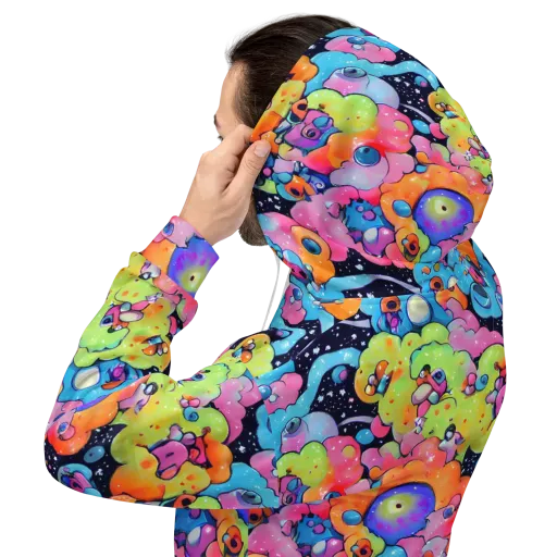 Neon Creature Cosmos on a Hoodie