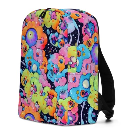 Neon Creature Cosmos on a Minimalist Backpack