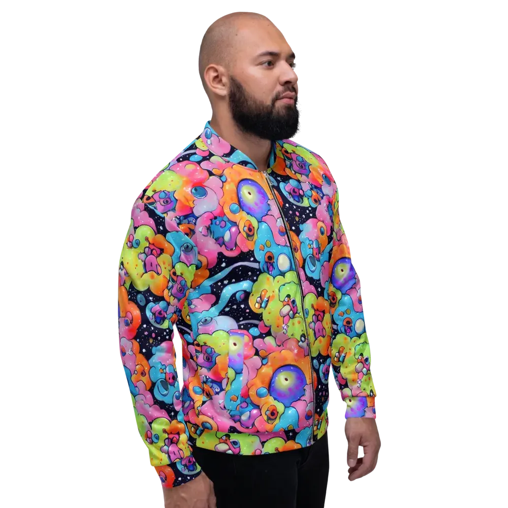 Neon Creature Cosmos on Bomber Jacket — Right