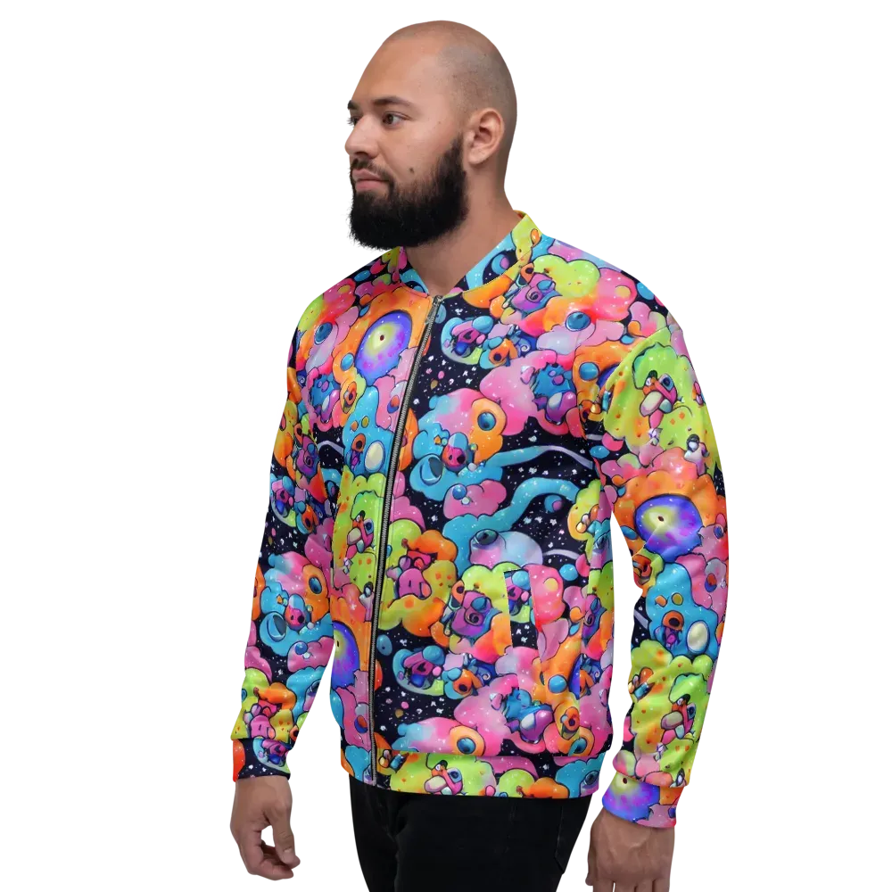 Neon Creature Cosmos on Bomber Jacket — Left