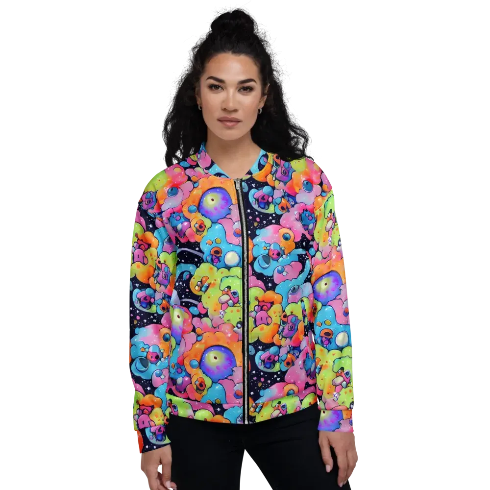 Neon Creature Cosmos on Bomber Jacket — Front