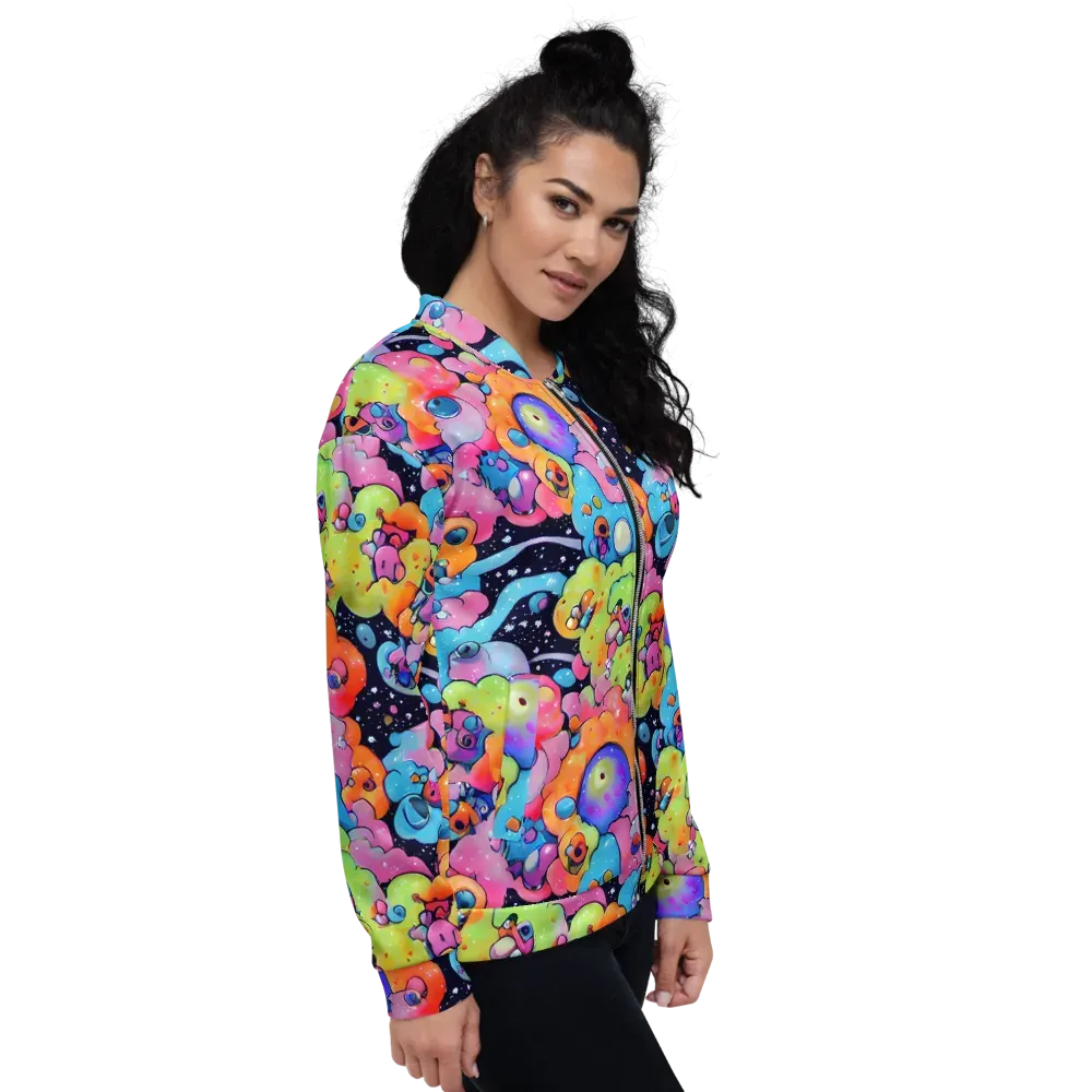 Neon Creature Cosmos on Bomber Jacket — Right