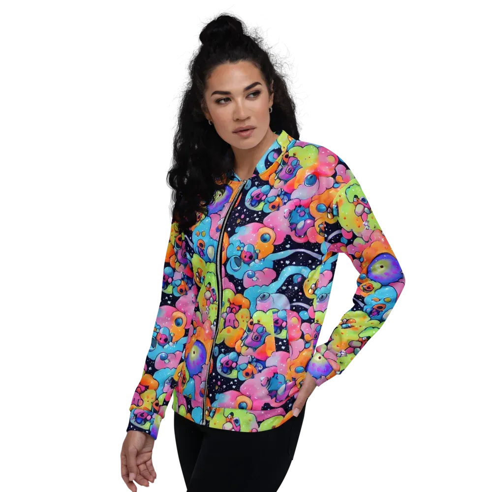 Neon Creature Cosmos on Bomber Jacket — Left