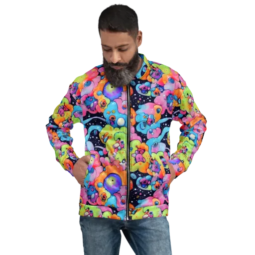 Neon Creature Cosmos on a Bomber Jacket