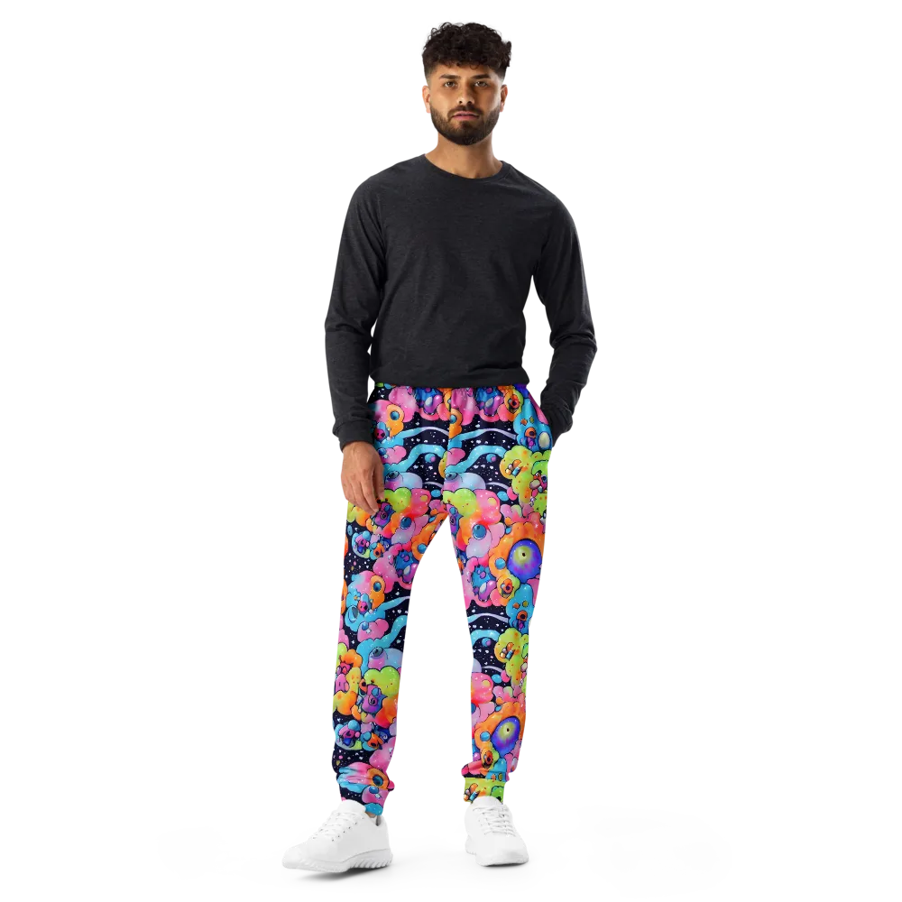 Neon Creature Cosmos on Men's Joggers — Front