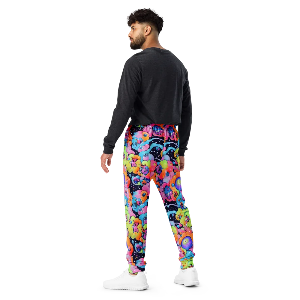 Neon Creature Cosmos on Men's Joggers — Back