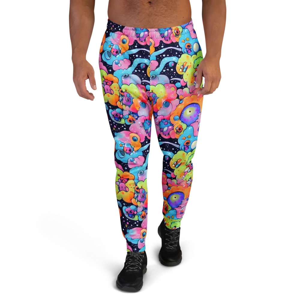 Neon Creature Cosmos on Men's Joggers — Front