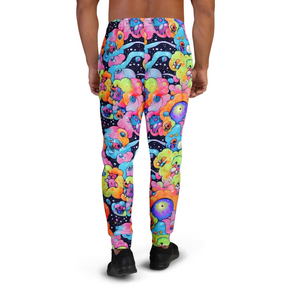 Neon Creature Cosmos on Men's Joggers — Back