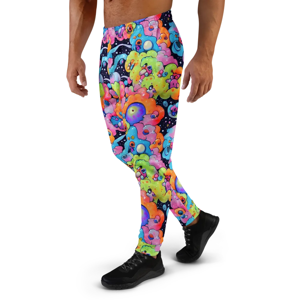 Neon Creature Cosmos on Men's Joggers — Left