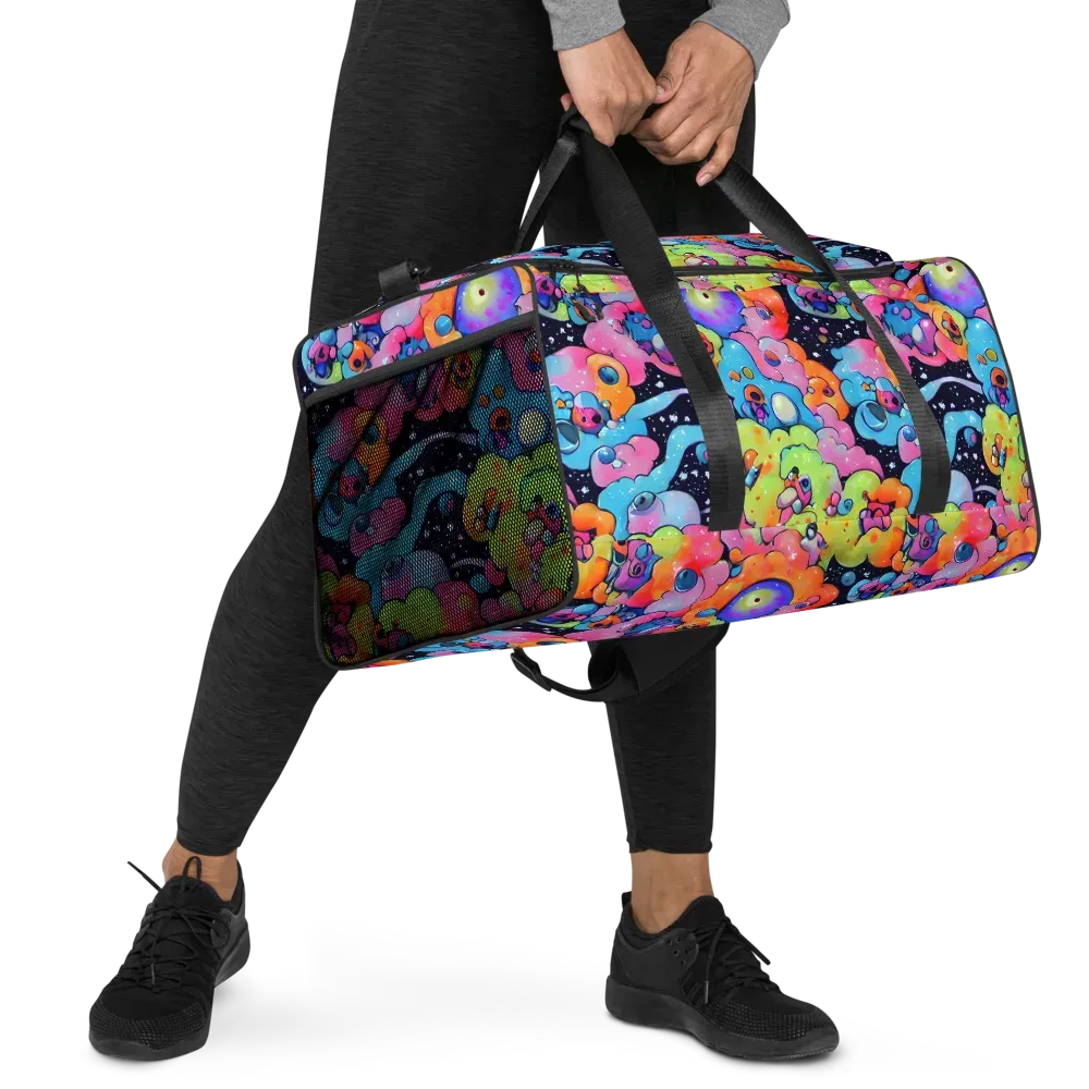 Neon Creature Cosmos on Duffle Bag — Right Front
