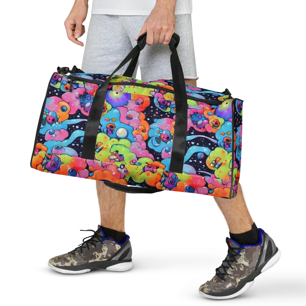 Neon Creature Cosmos on Duffle Bag — Front