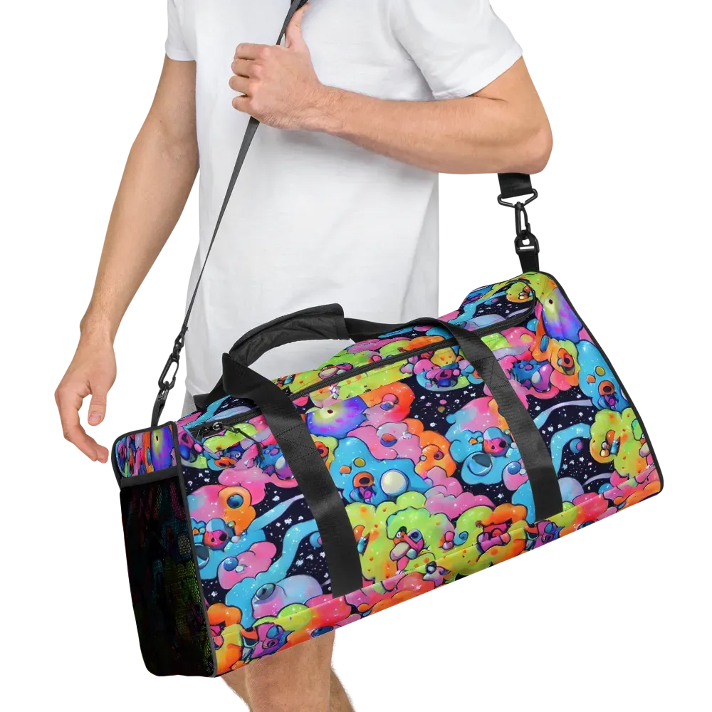 Neon Creature Cosmos on Duffle Bag — Right Front