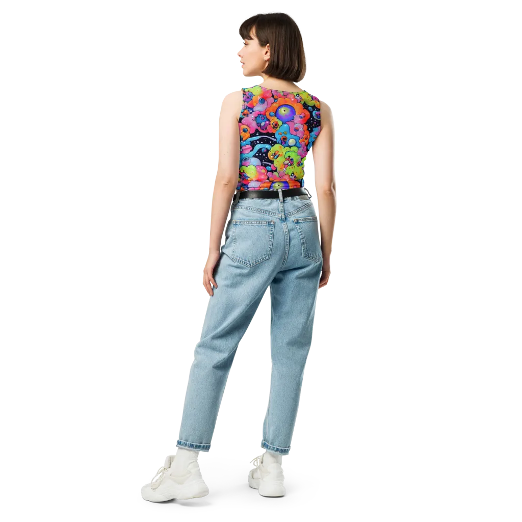 Neon Creature Cosmos on Crop Top — Back