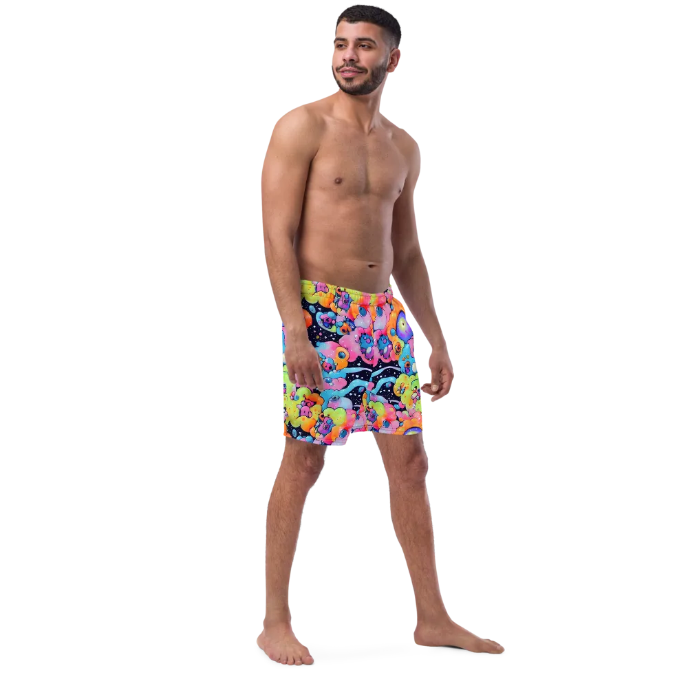 Neon Creature Cosmos on Swim Trunks — Right Front