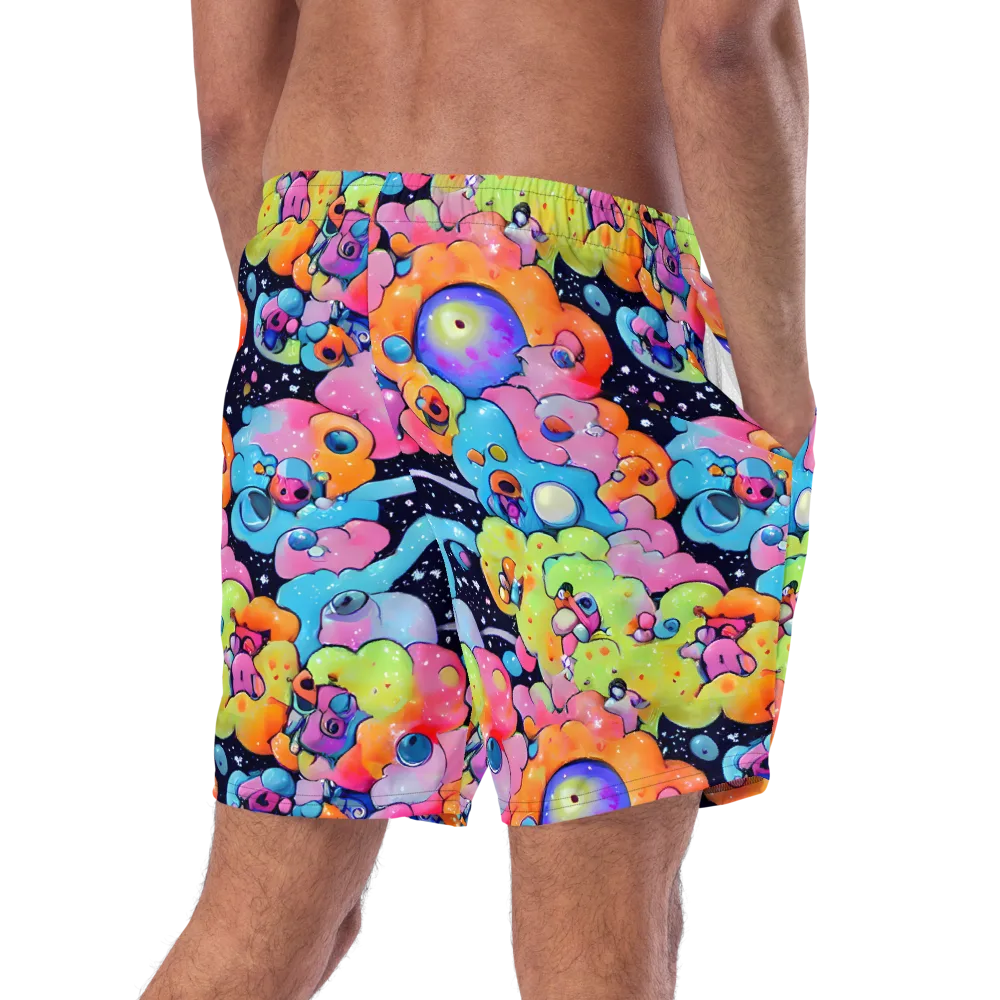 Neon Creature Cosmos on Swim Trunks — Right Back